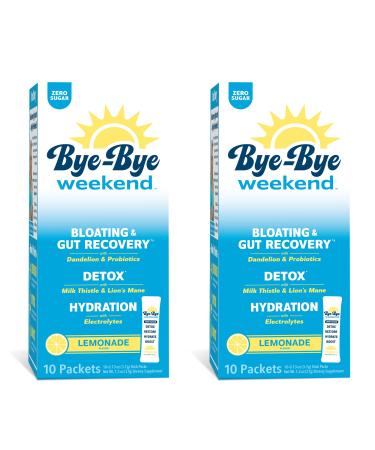 Detox Drink Mix w/Electrolytes - for Bloating Recovery Fatigue Brain Fog - Probiotics Lion s Mane Milk Thistle - Zero Sugar Lemonade - 20 Pack Lemonade 1.31 Ounce (Pack of 2)