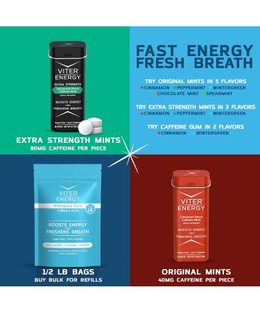 Buy Viter Energy Caffeinated Gum - 60mg Caffeine & B Vitamins - Sugar Free Wintergreen - 12pcs x 6 Packs - Boost Energy Anytime - Buy Online on GoSupps.com