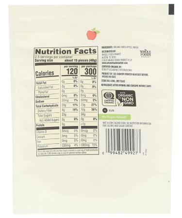 Whole Foods Market Organic Soft Dried Apples - 3.5 oz | Healthy Snack Option - Buy Online on GoSupps.com