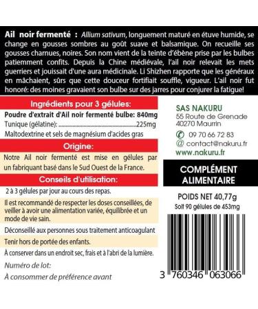  NAKURU NAKURU | Fermented Black Garlic | Power Range | Made in France | "The Ebony Ferment!" (90 Capsules) - Buy Online on GoSupps.com