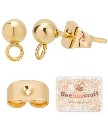 Beebeecraft 50Pcs/Box Eye Pin Bail Peg Pendants 18K Gold Plated Screw Eye  Pinch Bails for Half Drilled Beads Jewelry Making Findings, Pin: 0.5mm