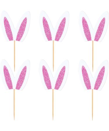 Ercadio 24 Pack Easter Bunny Pink Ears Cupcake Toppers Pink White Bunny Ears Cupcake Picks Easter Rabbit Ears Cupcake Toppers for Easter Day Theme Baby Shower Birthday Party Decor Supplies Pink-3 - Buy Online on GoSupps.com
