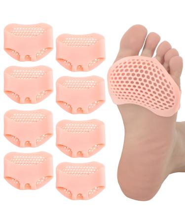 Sibba Sibba Foot Pads 4 Pairs Gel Metatarsal Forefoot Ball of Cushions Pain Relief Shoes Sole Protector Sneakers Callus Insoles High Heels Corn Remover Feet Heel Bottom Toe Inserts Women Men Skin Color 7.5 6 0.3 cm
