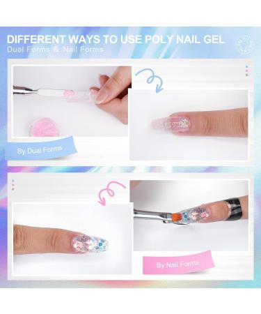 Morovan Poly Gel Starter Set - 20 Color Glitter Clear Poly Gel Nails with UV Lamp Base & Top Coat Slip Solution - Perfect for Women's Nail Art - Buy Online on GoSupps.com