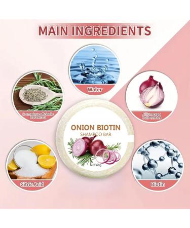  Qkbuza Onion Biotin Shampoo Bar 60g Hair Soap Onion Rosemary Deep Cleansing and Moisturizing Use in the Shower at Home and While Traveling - Buy Online on GoSupps.com