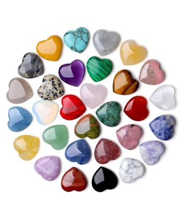 XIANNVXI 30 Pcs Crystals Heart Stones Love Puff Multicolour Healing Crystals Polished Assorted Crystals Natural Gemstones Reiki Decorative Home Accessories Multicolour-30pcs