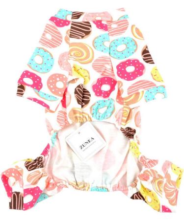 Zunea Donut Print Jumpsuit for Small Dogs & Cats - Soft Cotton Puppy Sleepwear Size XXL (Pack of 1) - Buy Online on GoSupps.com