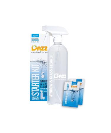 DAZZ Window and Glass Cleaner Starter Kit (1 Reusable Spray Bottle, 2 Refills) Natural Cleaning Tablets - Streak Free, Eco Friendly, Non Toxic - Safe for Kids & Pets Window & Glass Starter Kit