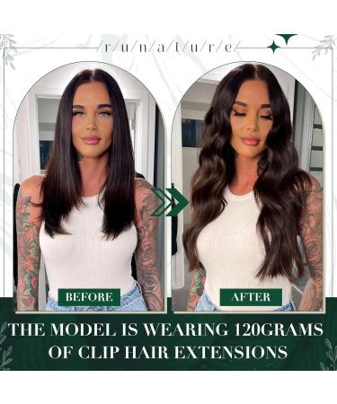 Runature Clip-In Extensions | Real Remy Hair | Natural Black 40cm | 3 Pieces 50g | Color #1B - Buy Online on GoSupps.com