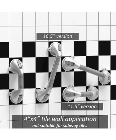 SAFETY+BEAUTY 12inches Balance Assist Bathroom Shower Handle Suction Bath Grab Bar with Indicators  (Silver/Grey) Gray 12 Inch - Buy Online on GoSupps.com