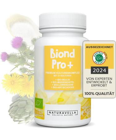 Dr.Elisabeth Biondpro+ |Premium cultures complex with 21 bacterial strains bio-inulin and organic herbs |Darmflora |High -dosed intestinal bacteria vegan & laboratory test 90 capsules