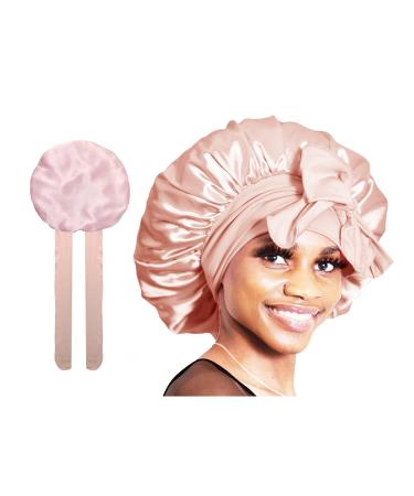 Bonnet Queen Reversible Silk Bonnet for Sleeping Double Layer Satin Bonnet Hair Bonnet Adjustable Tie Bonnets Satin Lined Bonnet Night Sleeping Hair Wrap For Women Jade Pink