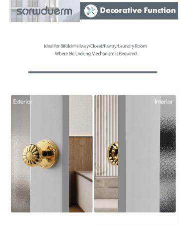 Sorwduerm Gold Door Knobs - Polished Brass Dummy Handle | Decorative Zinc Alloy - 1 Pack - Buy Online on GoSupps.com