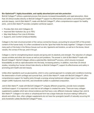 Joint and Skin Matrix with Biocel Collagen 120 capsules - Buy Online on GoSupps.com