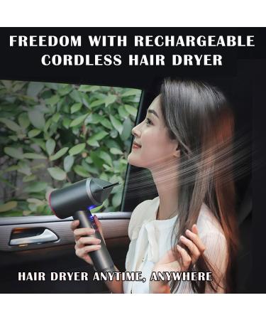 Lightweight Travel Hair Dryer Rechargeable Blow Dryer with Styling Nozzle/Base 15000mAh Free Standing Hot/Cold Air Hairdryer Gifts for Father/Men Gray - Buy Online on GoSupps.com
