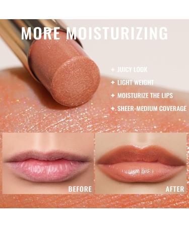 Oulac 2-in-1 Shimmering Lipstick & Lip Balm | Coral Juicy Lip Care | Hydrated Shiny Finish for Dry Lips | Vegan | Utopia S05 S5 - Buy Online on GoSupps.com