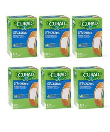 Medline CURAD Flex-Fabric Adhesive Bandages X-Large 2x4 50 Count Pack of 6. Bonus! Sack to Keep Extra Bandages