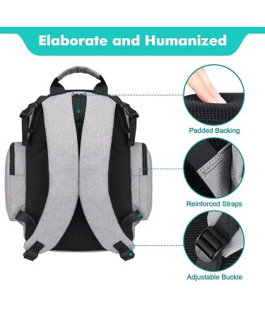 Large Waterproof Diaper Bag Backpack with Insulated Pockets & Changing Pad - Mancro Maternity Baby Bag in Grey - Buy Online on GoSupps.com