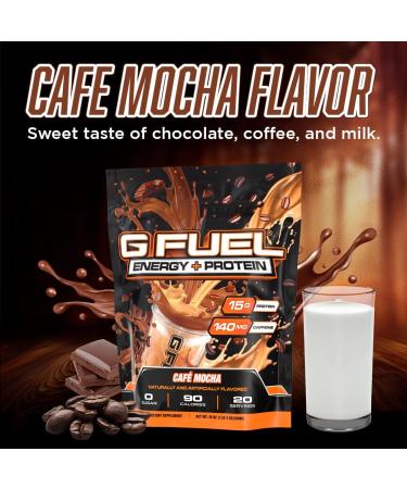G Fuel Energy & Protein Powder - Cafe Mocha Sugar Free Clean Caffeine Supplement 19 oz (20 Servings) - Metabolism & Focus Support - Buy Online on GoSupps.com