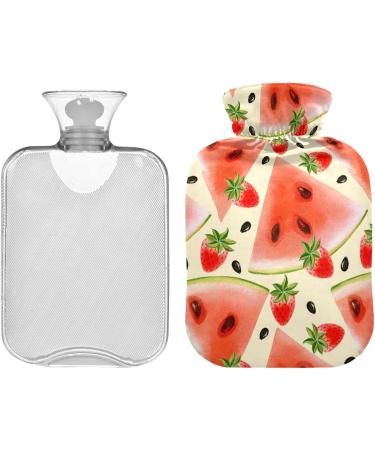 Naanle Watermelon Strawberry Heat Bottle with Cover | 1L Hot Water Bottle for Bed & Pain Relief | Hand & Foot Warmer | Heat & Cold Therapy - Buy Online on GoSupps.com