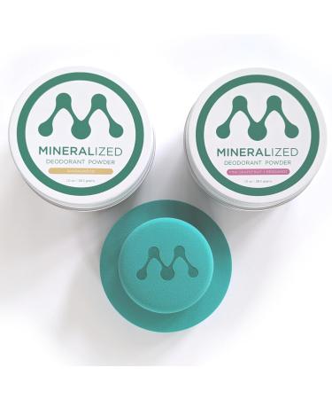 Mineralized Magnesium Deodorant Powder | Non Toxic Deodorant - Aluminum Free Baking Soda Free | Whole Body Deodorant For Women & Men Body Powder Mineral Deodorant 2-Pack Grapefruit Sandalwood Sandalwood and Grapefruit 2 Ounce (Pack of 1)
