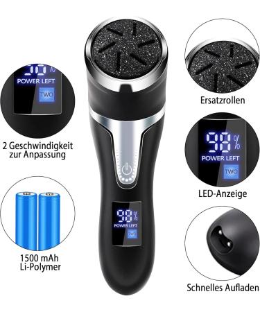 Electric Callus Remover Feet Rechargeable: Professional Callus Remover Electric Foot Care Set Waterproof with ED Smart Display and 2 Levels Adjustable - Buy Online on GoSupps.com