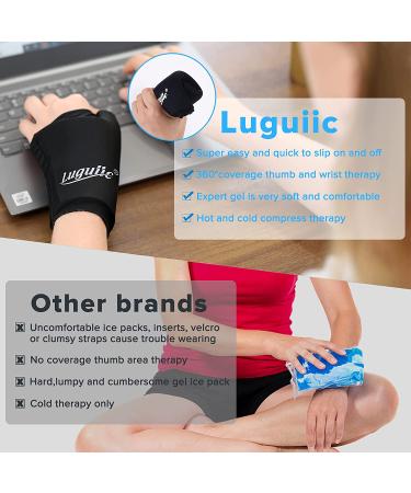 Luguiic Wearable Thumb Wrist Ice Pack - Hot Cold Compress for Carpal Tunnel, Arthritis, Tendonitis | Reusable Hand Finger Ice Pack for Swelling & Bruises - Buy Online on GoSupps.com