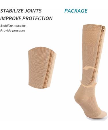 WSYKC Open-Toe Compression Socks - Opaque Knee High Support Stockings for Edema Swelling & Pregnancy (L/XL) - Buy Online on GoSupps.com
