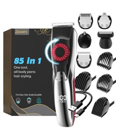 40 Precisions Beard Trimmer for Men with Foil Shaver for Stubble Mustache & Clean Look All in 1 Electric Trimmer for Face Head Nose Ear Chest & Public Zoom Wheel Travel Lock Shave to 0