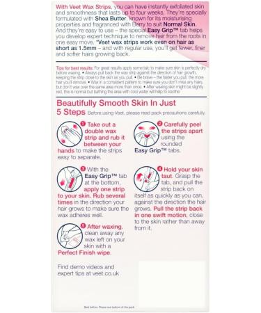 Veet Wax Strips for Legs & Body - 20s Pack for Normal Skin - Buy Online on GoSupps.com
