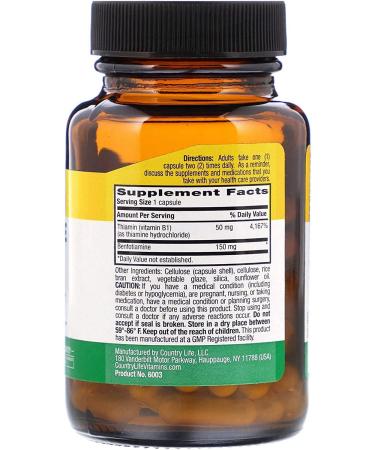Country Life Benfotiamine with Thiamin 150mg â€“ 60 Vegan Capsules for Energy & Health - Buy Online on GoSupps.com