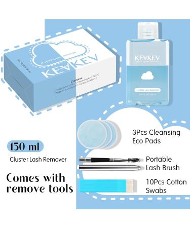KevKev Lash Remover for Cluster Lashes | Gentle Eyelash Glue Remover 150ml | Non-Irritating No Residue Eco-Friendly Pads - Buy Online on GoSupps.com