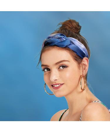 Headbands for Women Wide Braided Headbands for Girls Fashion Hair Hoop Glitter Yarn Braid Versatile Headdress Twisted Knotted Hairband Hair Accessories (Sky Blue) - Buy Online on GoSupps.com