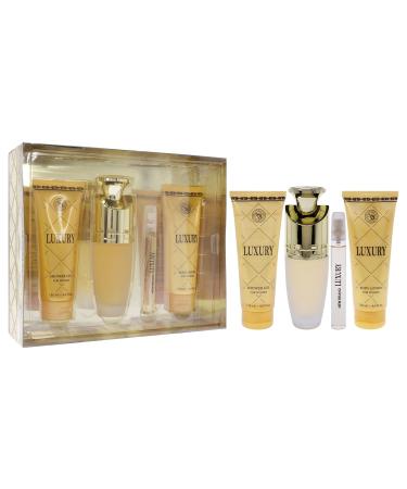 New Brand Luxury for Women - 4 Pc Gift Set 3.3oz EDP Spray 4.4oz Shower Gel 4.4oz Body Lotion 0.5oz EDP Spray - Buy Online on GoSupps.com