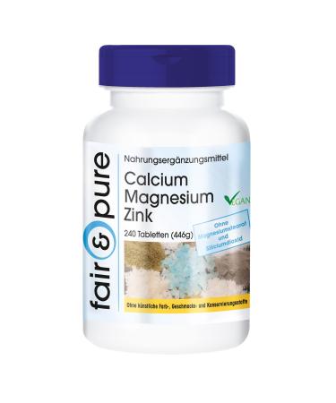 Fair & Pure - Calcium Magnesium Zinc - vegan - mineral complex - bulk pack with 240 tablets