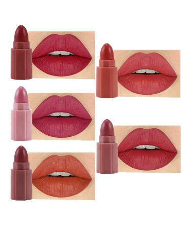 Boobeen Matte Lipstick Set - 5 Waterproof Colors | Long-Lasting Moisturizer Lip Gloss | Perfect Gifts for Girls & Women (C-001) - Buy Online on GoSupps.com