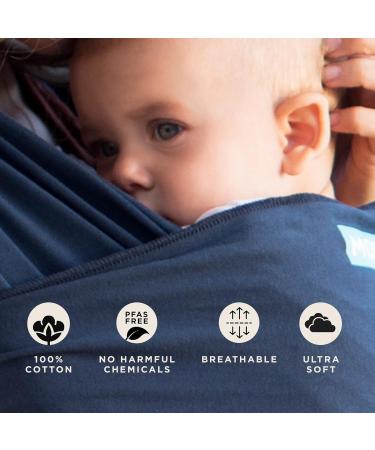 MOBY Midnight Classic Baby Wrap Carrier - 100% Cotton, One Size Fits All, Breathable and Stretchy - For Newborn to Toddler up to 33lbs - Buy Online on GoSupps.com