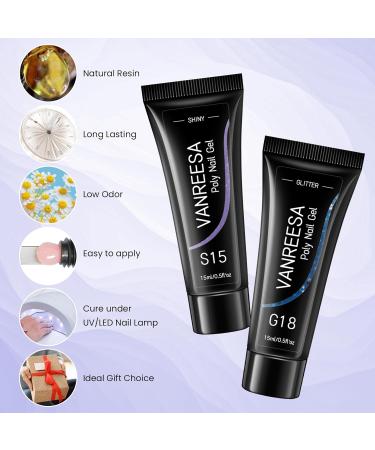 VANREESA Poly Nail Gel Kit 8 Colours Purple Blue Glitter Poly Nail Gel Kit - Buy Online on GoSupps.com