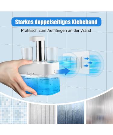 Mundwater Donor 550ml - Automatic Waterproof Wall-Mounted Mouthwash Dispenser with 2 Magnetic Cups Self-Cleaning & 3 Adjustable Dosing Levels - Premium Bathroom Accessory - Buy Online on GoSupps.com