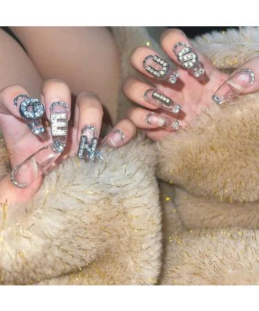 AIERSA Large Letter Nail Charms - 52 Pcs 3D Rhinestone Alphabet Stickers for Nail Art Decoration - Silver Alloy - 12mm Tall - Buy Online on GoSupps.com