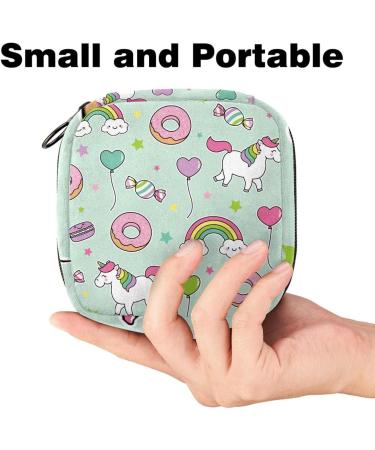 Cartoon Unicorn Rainbow Donuts Storage Bag for Women & Teens | Portable Menstrual Cup Holder & Period Pocket - Buy Online on GoSupps.com