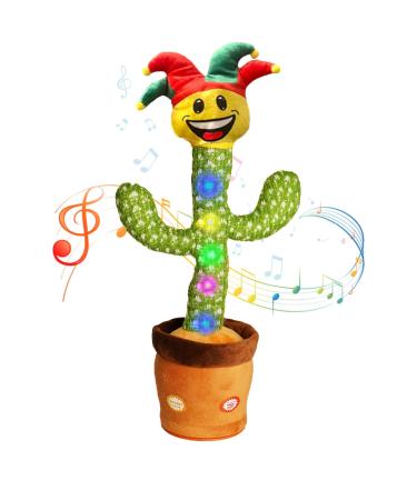 Dancing Cactus Toy: Talking Singing Cactus Plush and Interactive Toy Repeating What you Say and Dance for Endless Fun & Entertainment Christmas and Decoration Piece USB Rechargeable 02 Grinning Gus the Horned Cactus