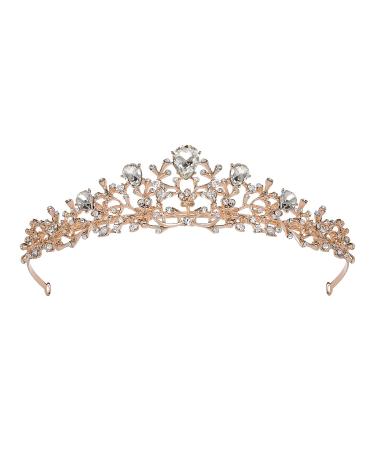 AW BRIDAL Tiara and Crown for Women Wedding Tiara for Bride Crystal Princess Tiara for Girls Prom Party Headband Hair Accessories  Rose Gold Multi colored 1