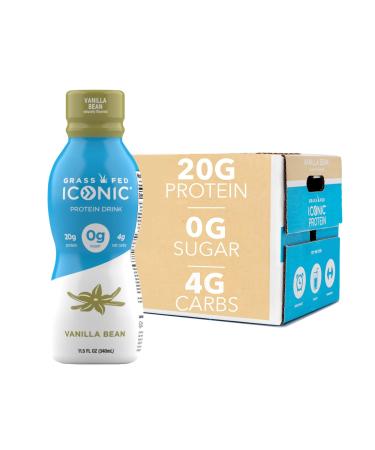 ICONIC Low Carb High Protein Drinks, Bean, Vanilla, 11.5 Fl Oz (Pack of 12)