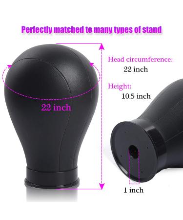 22 Inch Black Leather Wig Canvas Block Mannequin Head with C Stand - Ideal for Wigs Making & Display - Buy Online on GoSupps.com