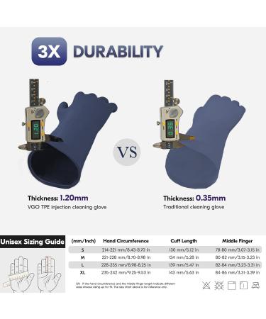 Vgo Lined Cleaning Gloves - Latex Free, Antislip, Reuseable Household Gloves in TPE - Super Thicker, Multifunctional Kitchen, Bathroom, Gardening Gloves - 1 Pair Large (Dark Blue) - Buy Online on GoSupps.com
