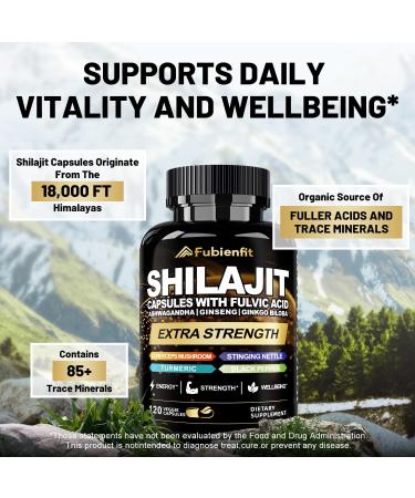 Shilajit Capsules - Premium Shilajit for Men - with Ashwagandha Ginseng and More Fulvic Acid for Men/Women - 120 Capsules 120 Count (Pack of 1) Shilajit - Buy Online on GoSupps.com