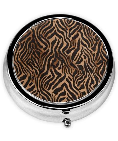 Leopard Print Round Pill Box | 3 Compartment Portable Travel Medicine Organizer | Mini Decorative Purse for Tablets & Vitamins - Buy Online on GoSupps.com