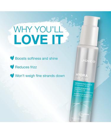 Joico HydraSplash Replenishing Leave-In for Fine, Medium & Dry Hair | Boost Softness, Add Shine, Reduce Frizz | Single Pack - Buy Online on GoSupps.com