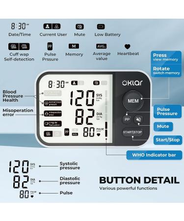 Automatic Upper Arm Blood Pressure Monitor with 240 Sets Memory and Charging Cord - Black-arm Type | Fits 8.7-16.5inch Cuff - Buy Online on GoSupps.com